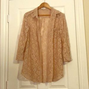 Equipment Rose Lace Button Down